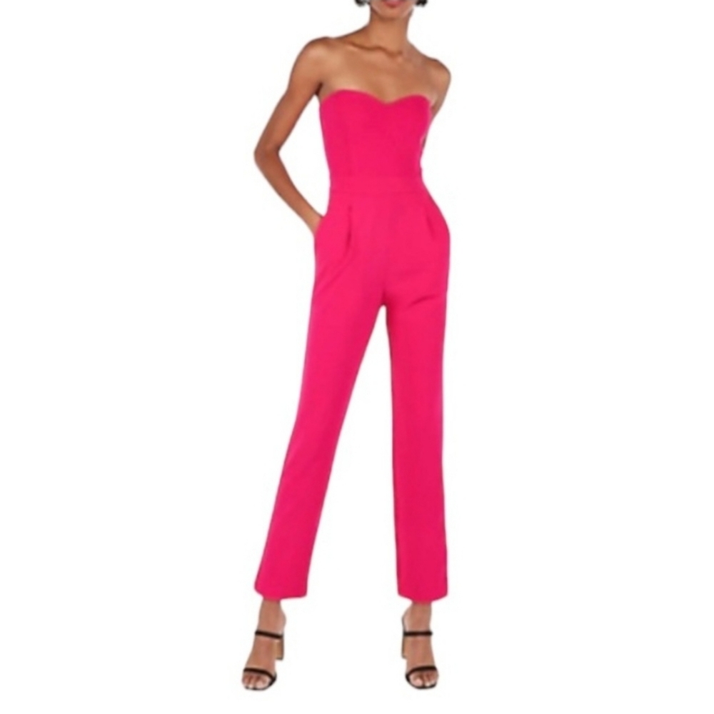 Express Hot Pink Strapless Jumpsuit